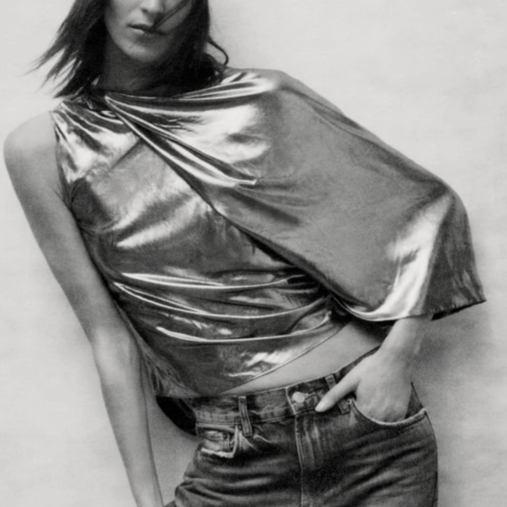 ZARA ASYMMETRIC SILVER METALLIC TOP XS/NWT - Picture 5 of 14